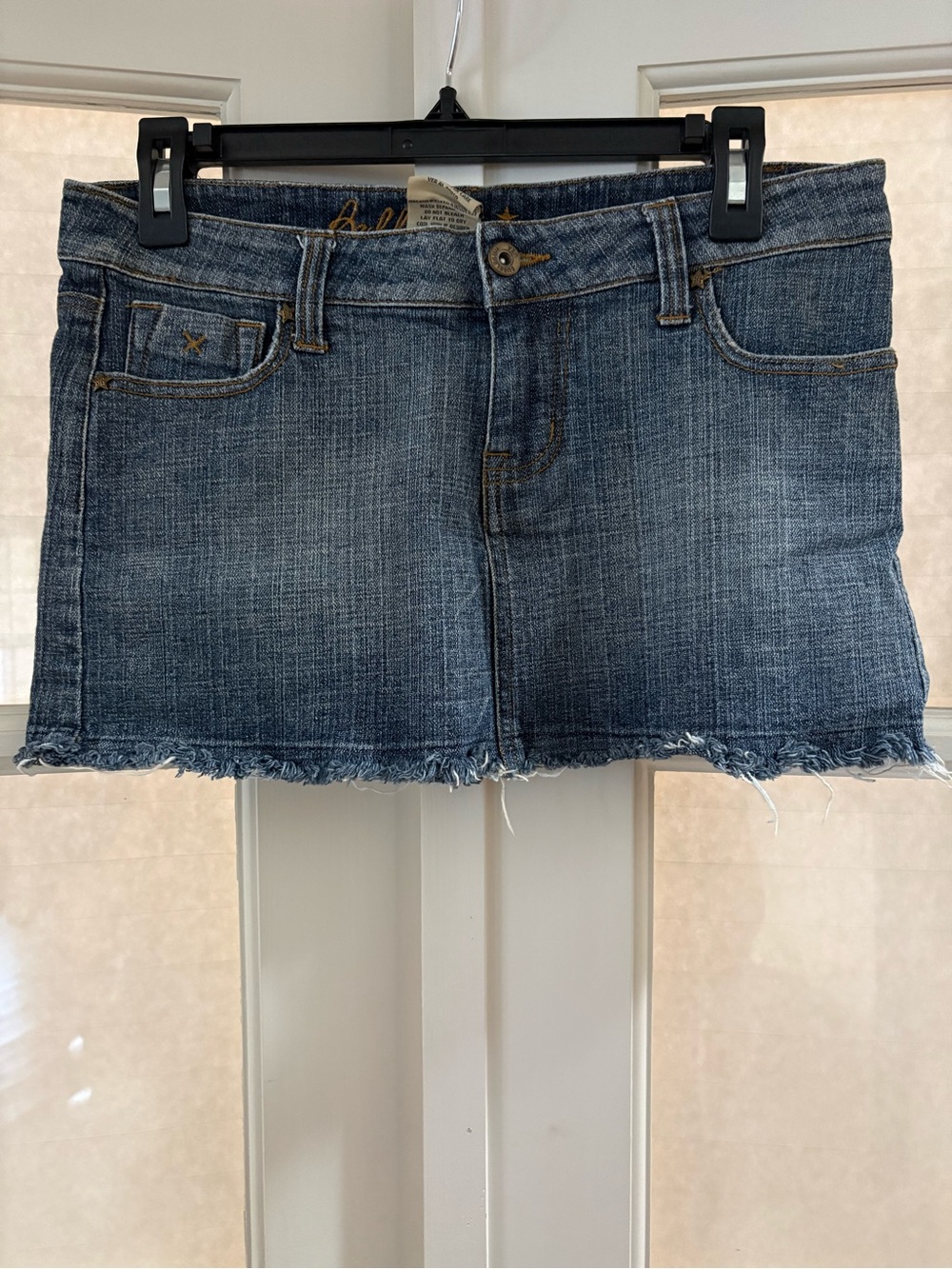 Junior Size Bubblegum Distressed Denim Mini Skirt in Blue